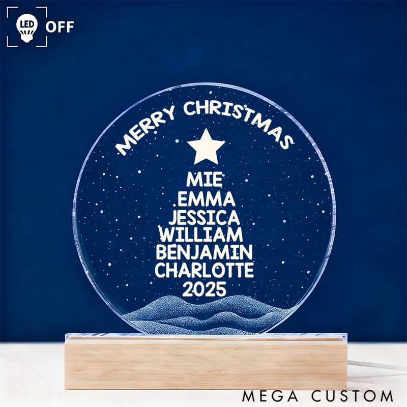 Personalized Christmas Acrylic  Night Light Family Reunion Theme Surname Christmas Tree