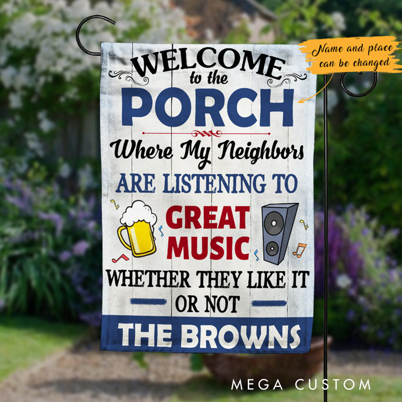 Personalized Backyard Patio Great Music Gardening Flag