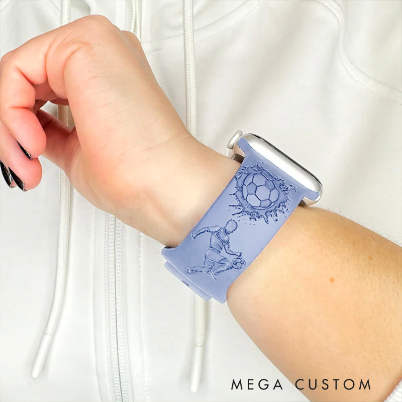 Personalized Soccer Apple Watch Band Custom Name and Number Strap