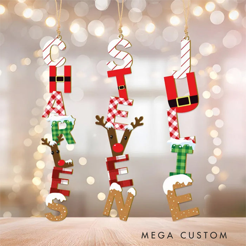 Personalized Alphabet Ornament Kids Name Ornament Christmas Tag for Stockings Kids Christmas Gifts