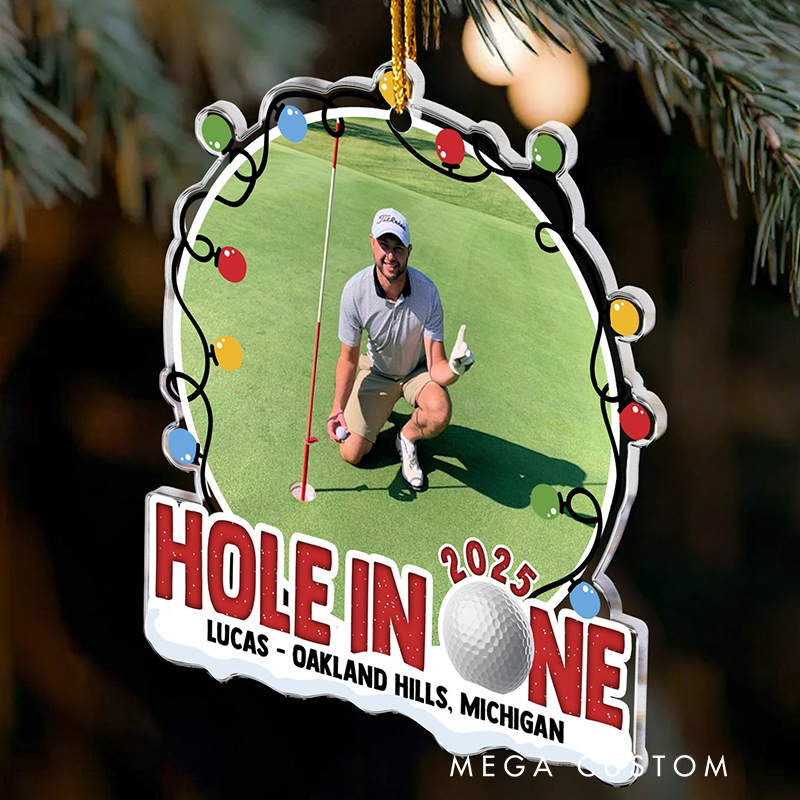 Personalized "Hole-In-One 2025" Acrylic Ornament with Custom Photo 