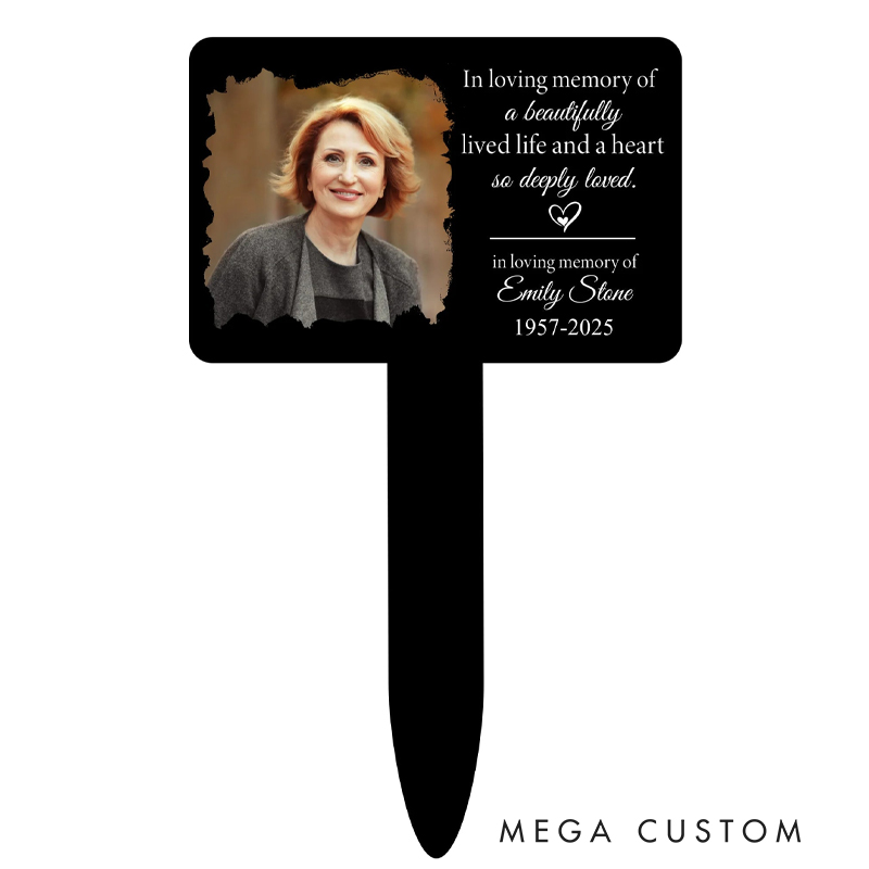 Personalized Plaque Stake In Loving Memory of a Beautifully Lived Life and a Heart So Deeply Loved Loss of Loved One Memorial Gift 
