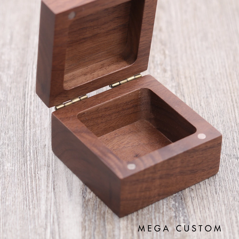 Personalized Mountains Walnut Wood Ring Box for Outdoor Adventure Couple Custom Jewelry Box Gift for Couple