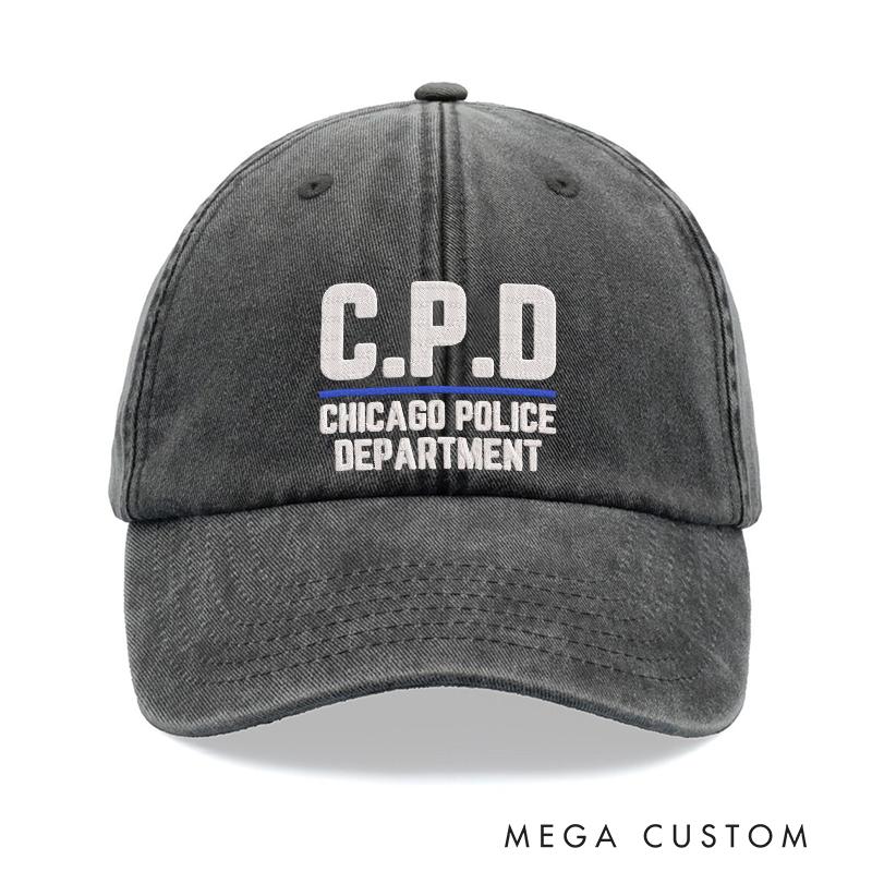 Personalized Chicago Police Department Embroidered Baseball Cap with Thin Blue Line Design Perfect Gift for CPD Officers and Supporters