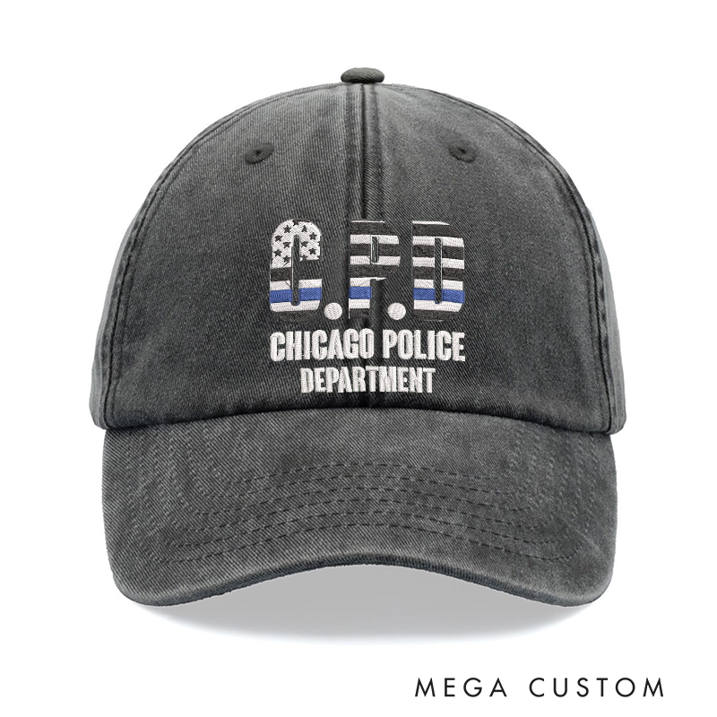 Personalized Chicago Police Department Embroidered Baseball Cap Thin Blue Line Gift for CPD Officers and Supporters