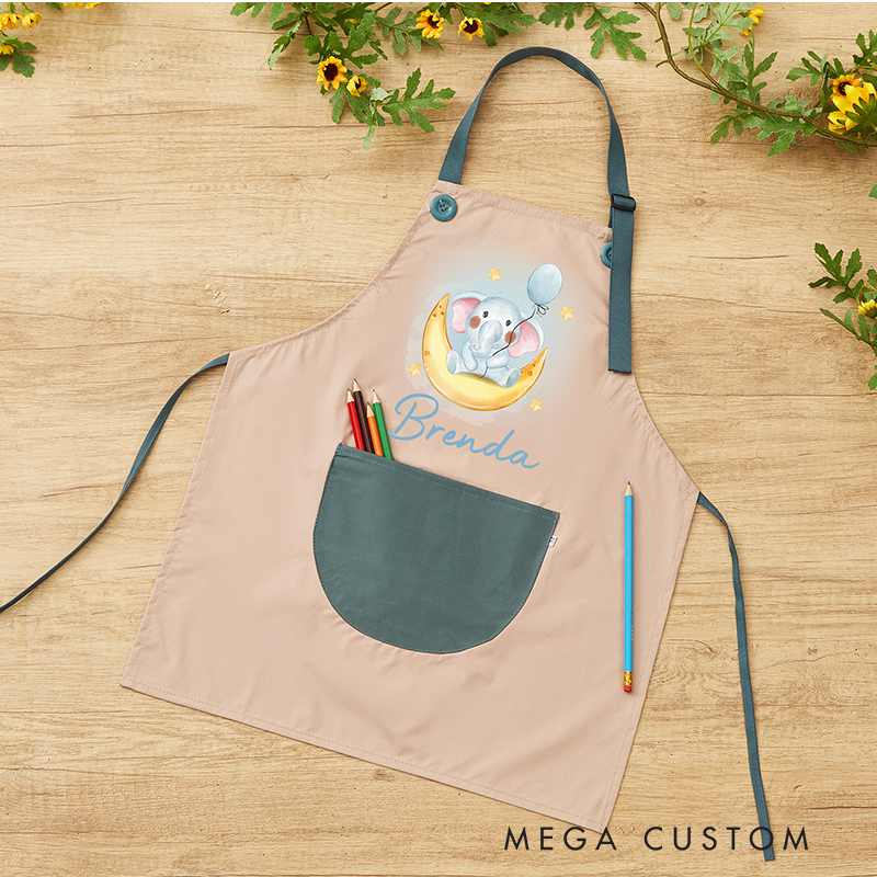 Personalized Animals Children Apron Custom Cooking Apron with Pocket Painting Apron Baking Apron Birthday Gift for Kids 