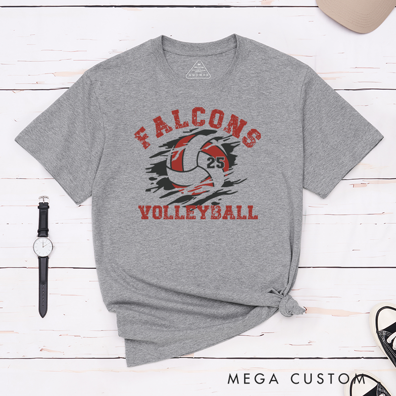 Personalized Volleyball T-Shirts Featuring Your Team Name and Number - Custom Team Spirit Tee