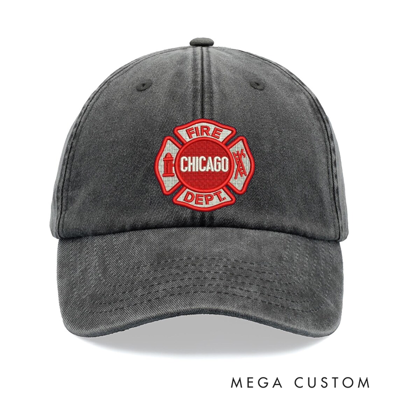 Personalized Chicago Fire Department Embroidered Baseball Cap Maltese Cross Gift for Firefighters and CFD Supporters
