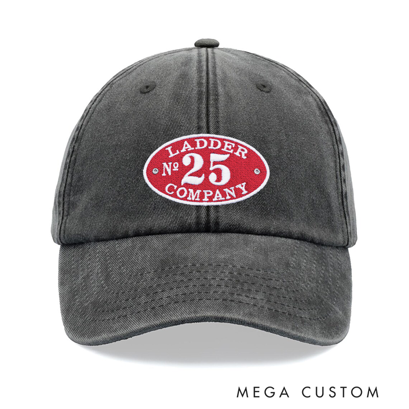 Personalized Ladder Company Number Embroidered Baseball Cap Thoughtful Gift for Firefighters and Fire Department Teams