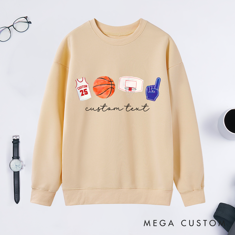 Personalized Basketball Sweatshirt Custom Jersey Number Custom Text Shirt