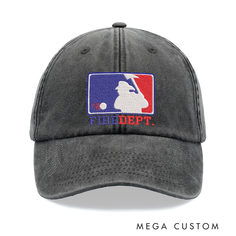 Personalized Fire Department Embroidered Baseball Cap Firefighter Silhouette Gift for Firefighters and Supporters