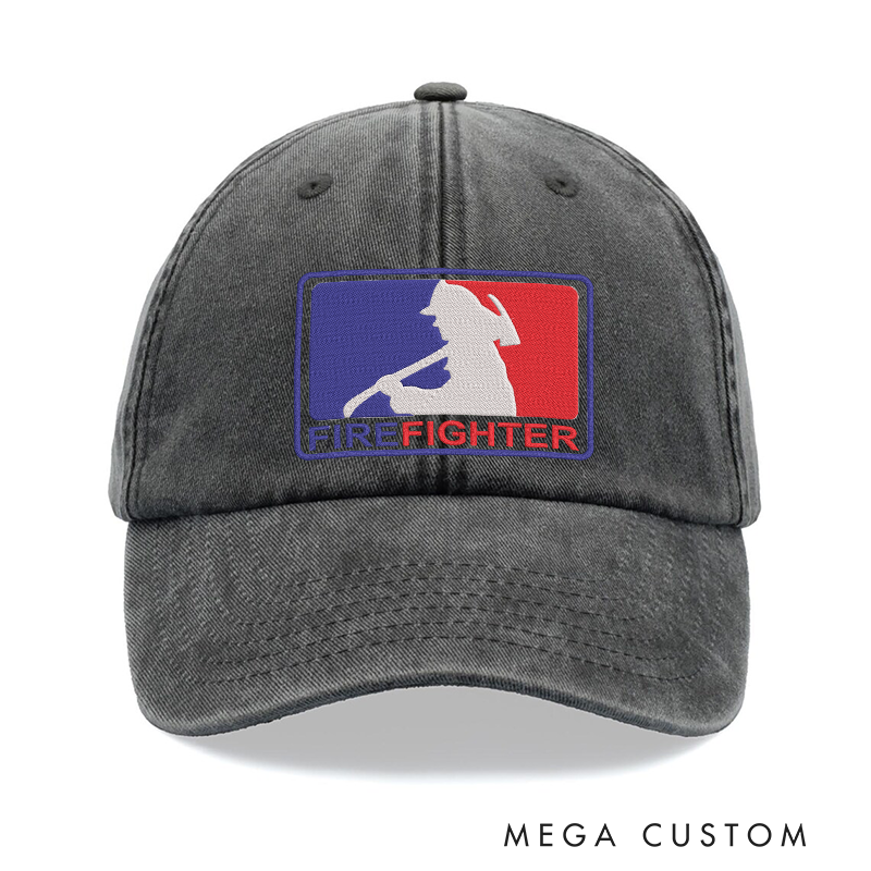 Personalized Firefighter Embroidered Baseball Cap with Bold Silhouette Design Perfect Gift for Firefighting Professionals