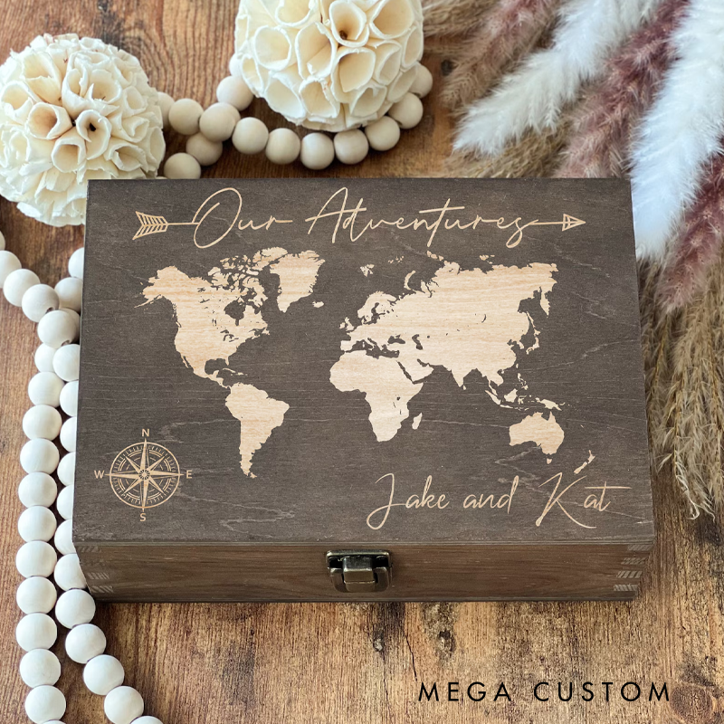 Personalized Wooden Keepsake Box Engraved Outdoor Adventures Memory Box Wood Memory Box Gift for Outdoor Lover