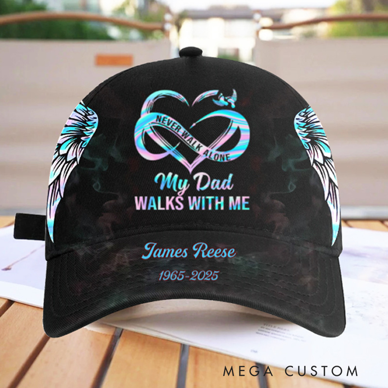 Personalized Classic Cap Memorial Never Walk Alone Baseball Cap Sympathy Gift for Loss of Loved One
