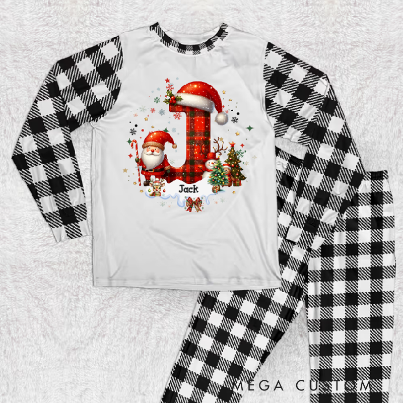 Personalized Alphabet Christmas Kids Pajama Set Birthday Gift for Boys and Girls