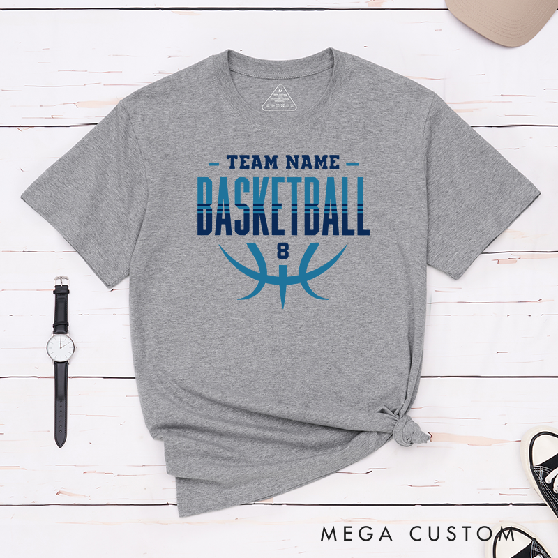 Personalized Basketball Team T-Shirts Customizable with Team Name Player Number Bold Typography and Modern Basketball Graphic Design for a Stylish and Unified Look