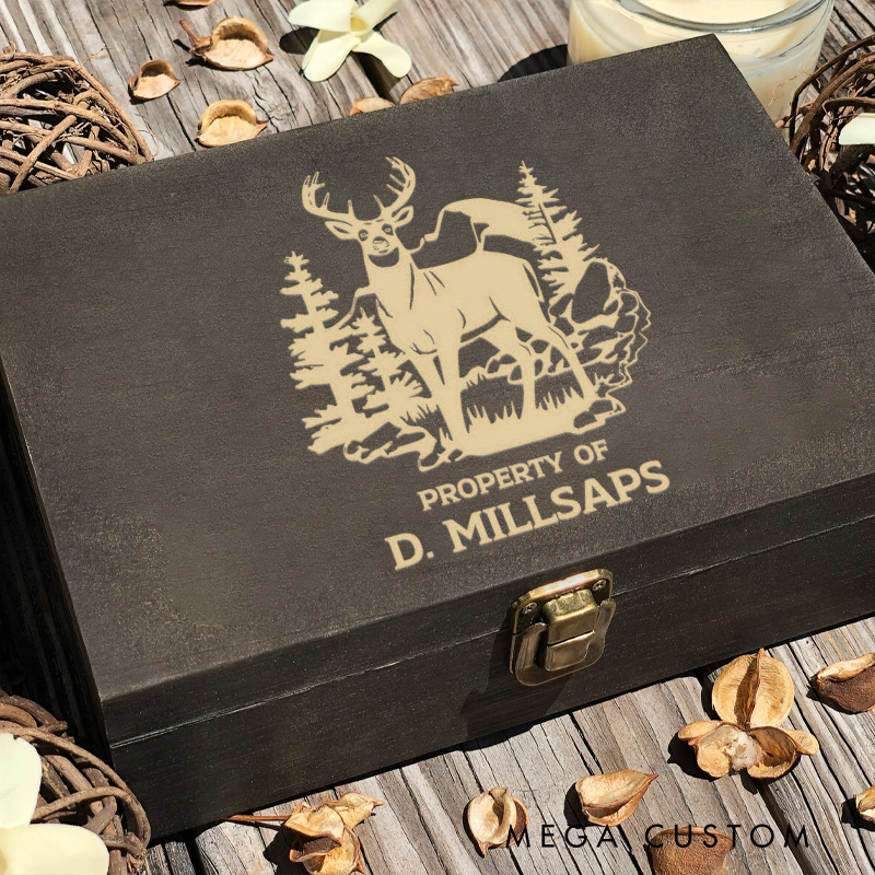 Personalized Hunter Wooden Keepsake Box Engraved Wooden Memory Box Gift for Hunting Lover Husband Boyfriend