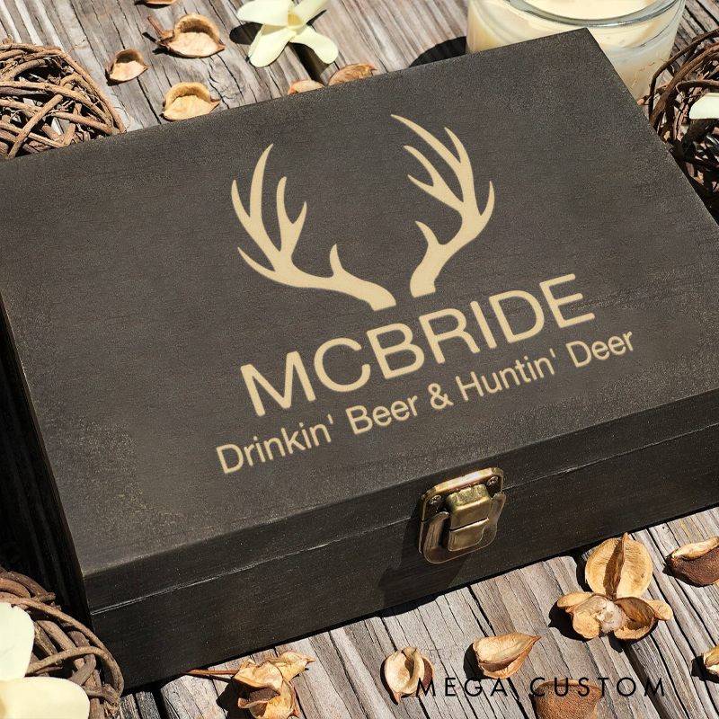 Personalized Hunter Collection Box Engraved Wooden Memory Box Keepsake Box Hunting Gift for Husband Boyfriend