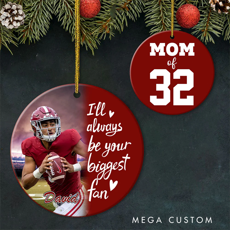 Personalized American Football Photo Ornament Custom Name and Jersey Number Christmas Decoration