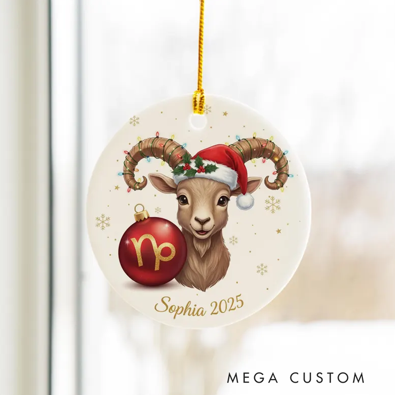 Personalized Ceramic Christmas Ornament Capricorn Zodiac Sign Astrology Christmas Decoration With Name Birthday Gift