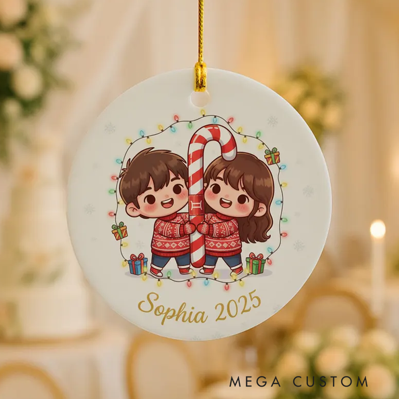 Personalized Gemini Christmas Ornament Ceramic Zodiac Twins Christmas Decoration Astrology Holiday Keepsake With Name Birthday Gift
