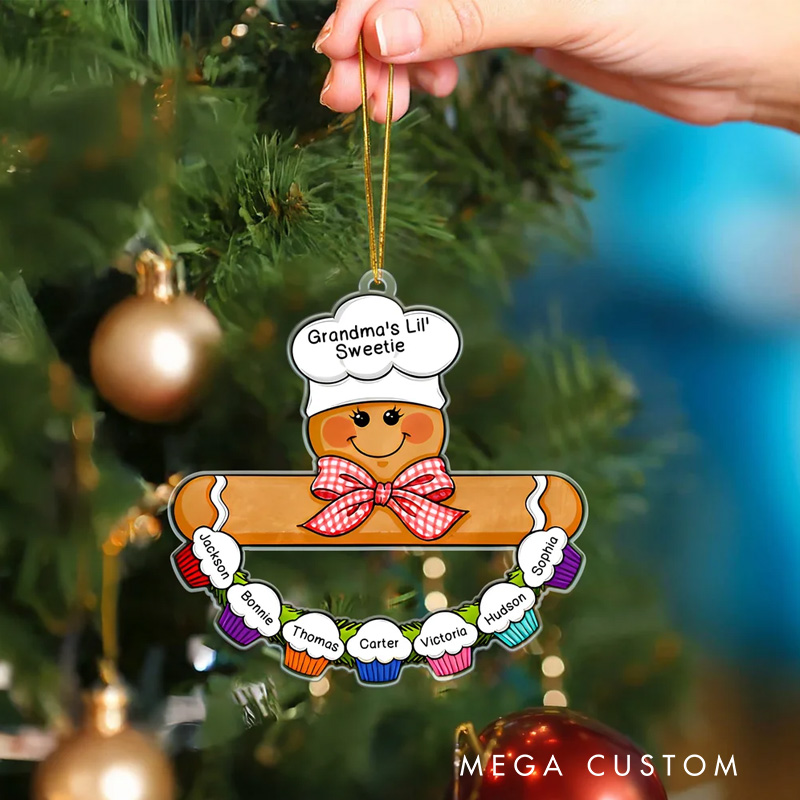 Personalized Cake Gingerbread Baker Acrylic Ornament with Title and Name Christmas Tree Home Decor Anniversary Gift for Mom Grandma