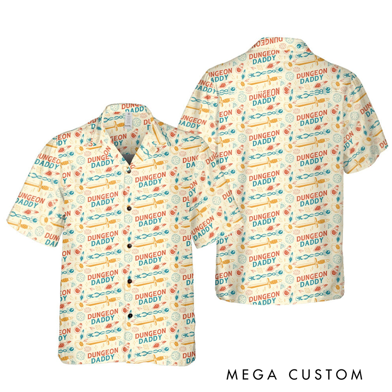 Personalized Dungeon Daddy Hawaiian Shirt Custom Dnd Dice Hawaiian Shirt Dnd Funny Gift for Geek Nerd Game Lover