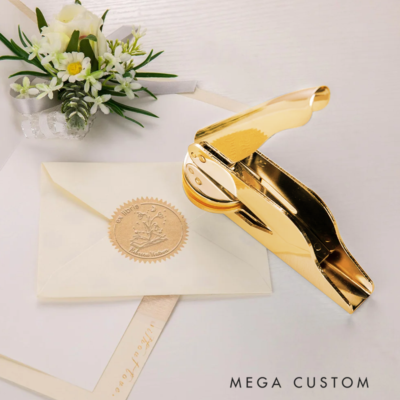 Personalized Birth Flower Constellation Book Embosser Stamp From the Library of Seal Birthday Gift for Book Lover