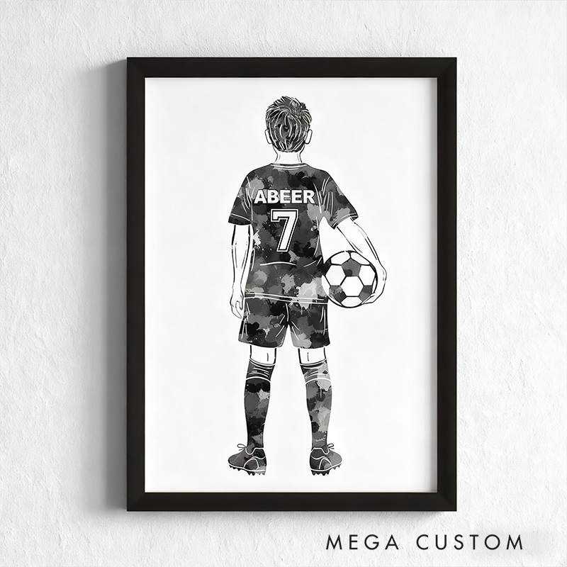 Personalized Soccer Player Wall Hangings Custom Name and Jersey Number Decor