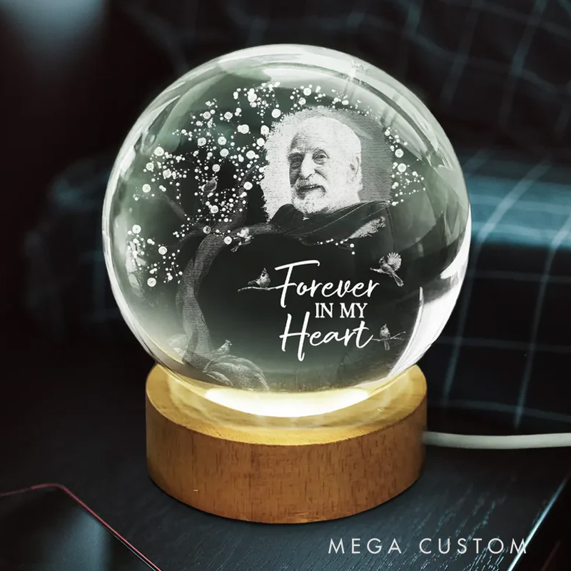 Personalized Crystal Globe Lamp Custom Photo When You Miss Me Memorial Crystal Ball Lamp Sympathy Gift