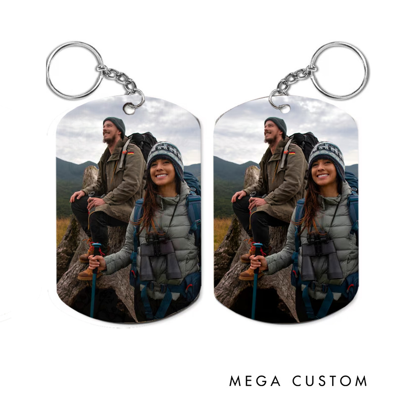 Personalized Hiking Couple Keychain Custom Photo Keychains Camping Hiking Keychain Outdoor Adventures Lover Keychains