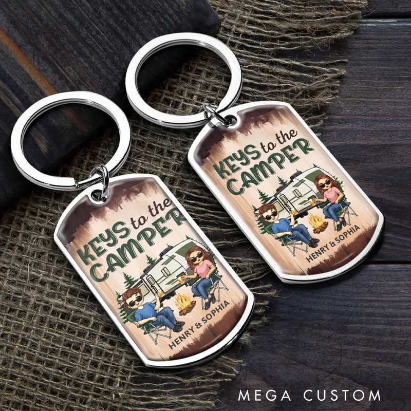 Personalized Custom Keychain Campers Keys to the Camper Gifts for Husband Wife Him Her
