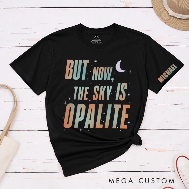 Personalized Name Opalite Showgirl Shirt but Now the Sky Is Opalite TS Inspired Graphic Tee Dancing Through the Lightning Strikes
