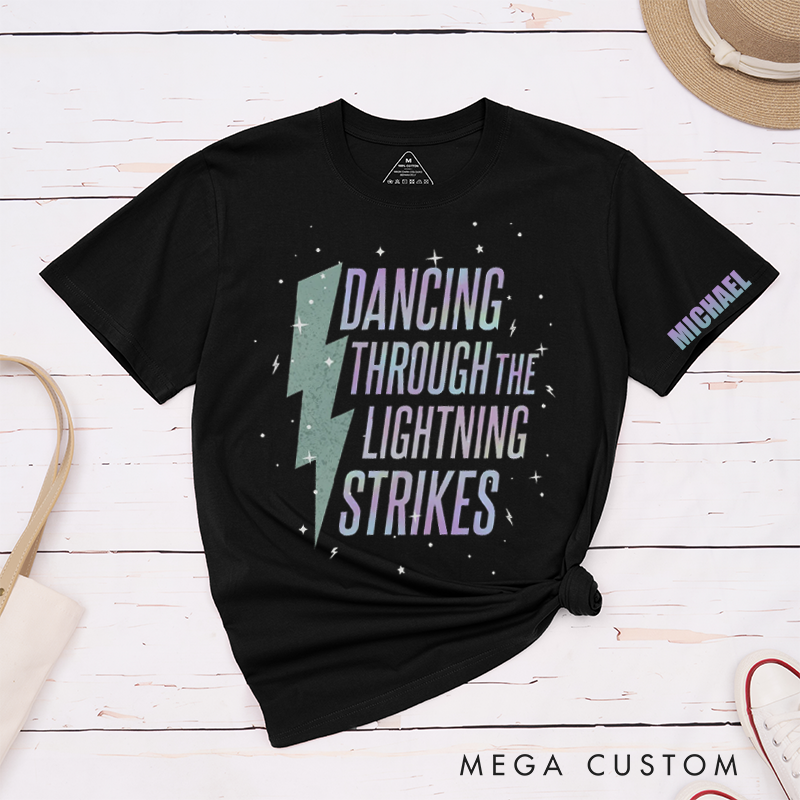 Personalized Name Opalite Showgirl Shirt Dancing Through the Lightning Strikes TS Inspired Graphic Tee Now the Sky Is Opalite