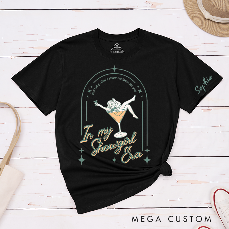Personalized Name Comfort Colors in My Showgirl Era Shirt Glam Girl Graphic Tee Neutral Showgirl Showgirl Inspired Shirt