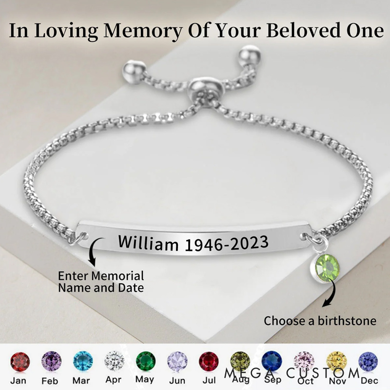 Personalised Birthstone Bracelet Memorial Bracelet for Loss of Loved One Sympathy Gift
