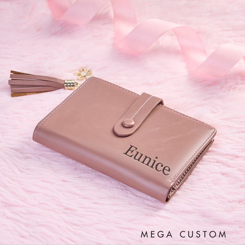 Personalized Leather Name Wallet Custom Folding Bag Women Party Favors Gifts Birthday Gifts 