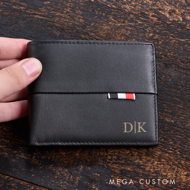 Personalized Leather Wallet Engraved Genuine Leather Wallet For Him Mens Wallet Anniversary Gift For Him Birthday Gift For Boyfriend Husband Groomsmen