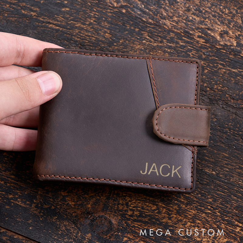 Personalized Leather Wallet Engraved Crazy Horse Wallet Mens Wallet Leather Wallet For Him Groomsmen Wallet Boyfriend Gift Dad Gift Husband Gift