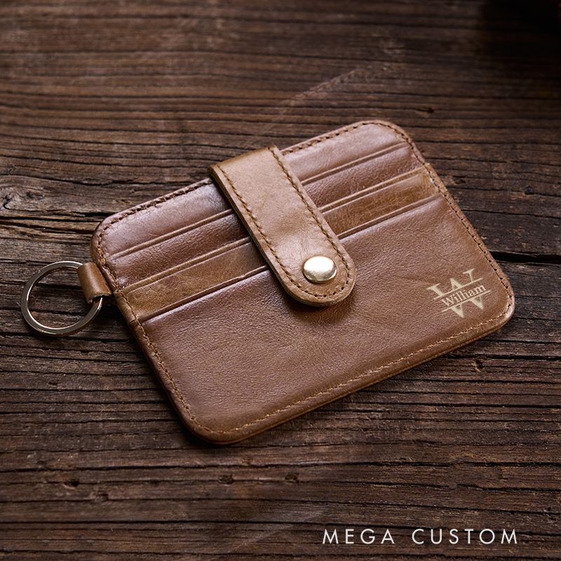 Personalized Leather Wallet For Him Leather Card holder Engraved Mens Wallet Minimalist Wallet Slim Wallet ID Holder Anniversary Gift For Him Boyfriend Gift Dad Gift Husband Gift
