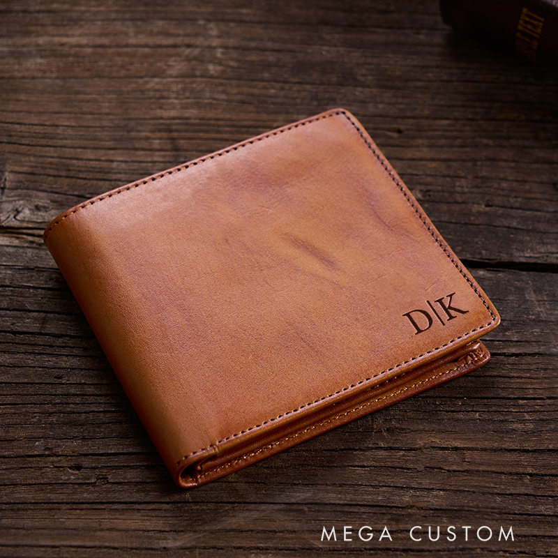Personalized Leather Wallet For Him Engraved Wallet Men's Leather Wallet Minimalist Wallet Anniversary Gift For Him Boyfriend Gift Dad Gift Husband Gift
