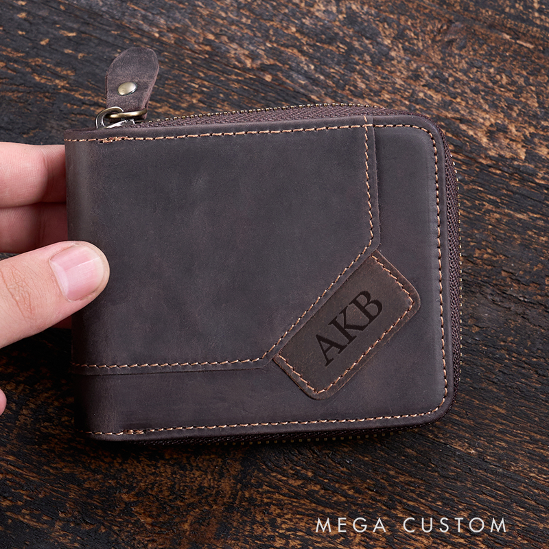 Personalized Leather Wallet For Him Crazy Horse Leather Wallet Engraved Mens Wallet Leather Custom Wallet Anniversary Gift Boyfriend Gift Dad Gift Husband Gift