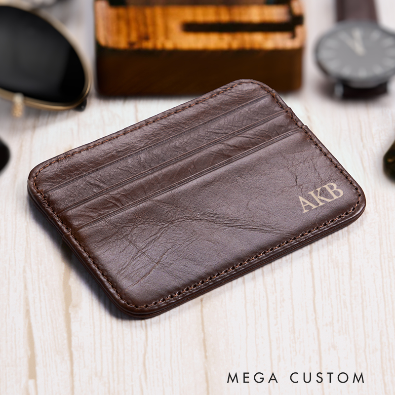 Personalized Leather Wallet Leather Card holder Engraved Mens Wallet Minimalist Wallet Slim Wallet ID Holder Anniversary Gift For Him Birthday Gifts for Boyfriend Dad Husband