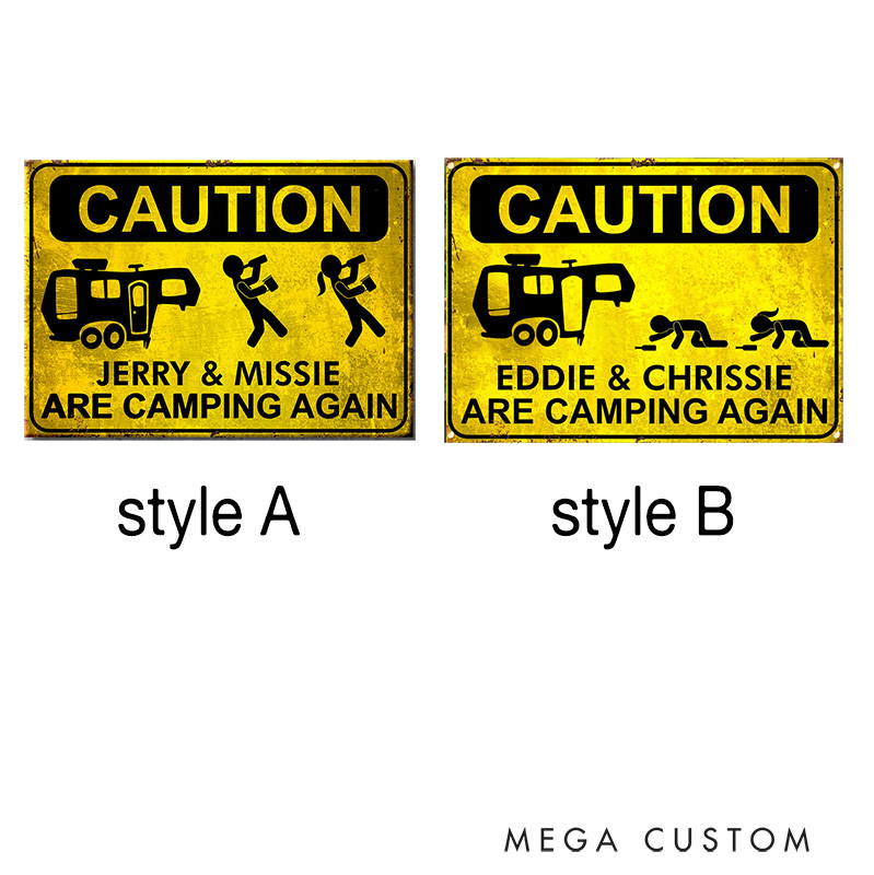 Personalized Camping Metal Sign Camping Caution Outdoor Enthusiasts Funny Camping Sign