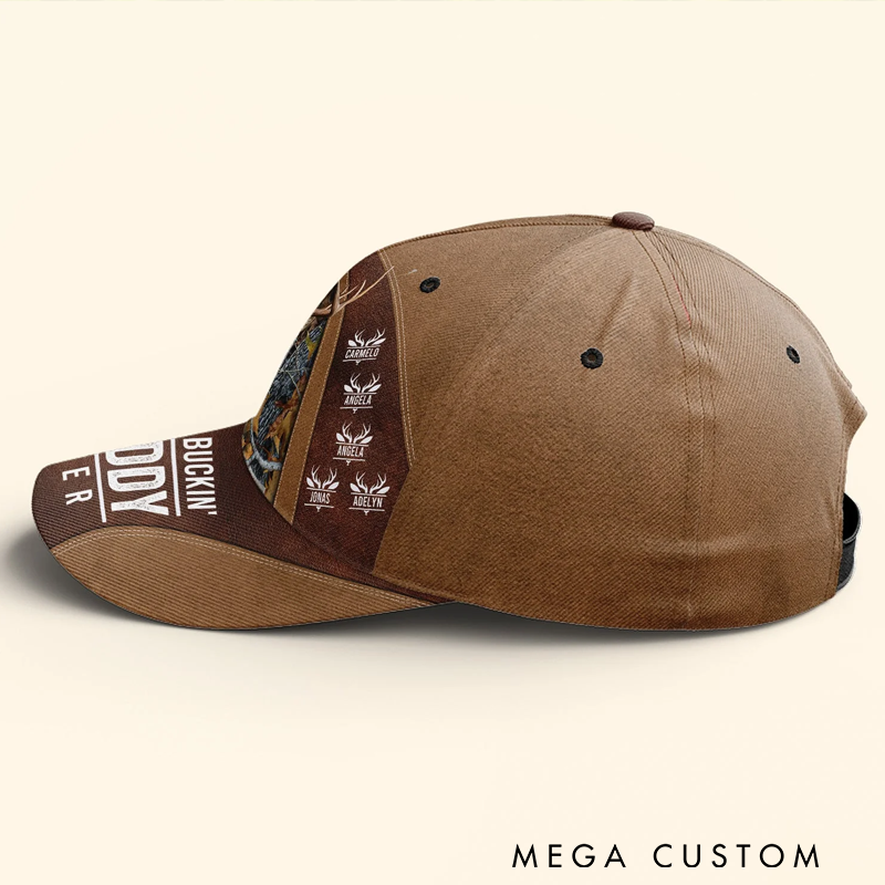 Personalized 3D Hunting Cap Best Buckin'Dad Ever Custom Papa Grandpa Father Outdoor Hunting Enthusiasts Hat Gift for Hunting Lover