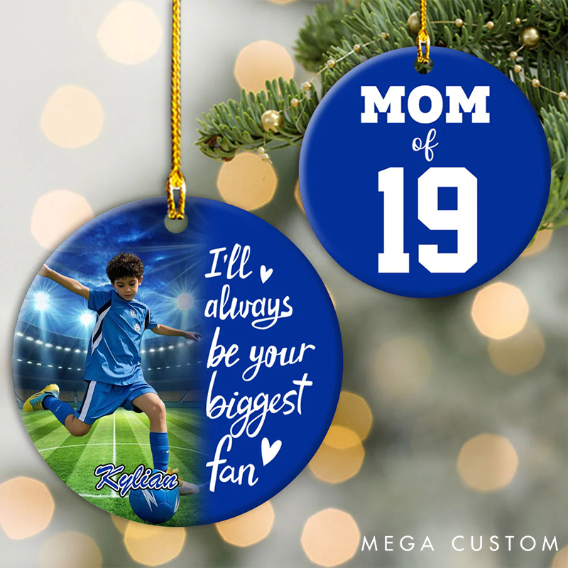 Personalized Soccer Photo Ornament with Custom Name and Number – Perfect Christmas Gift for Soccer Players