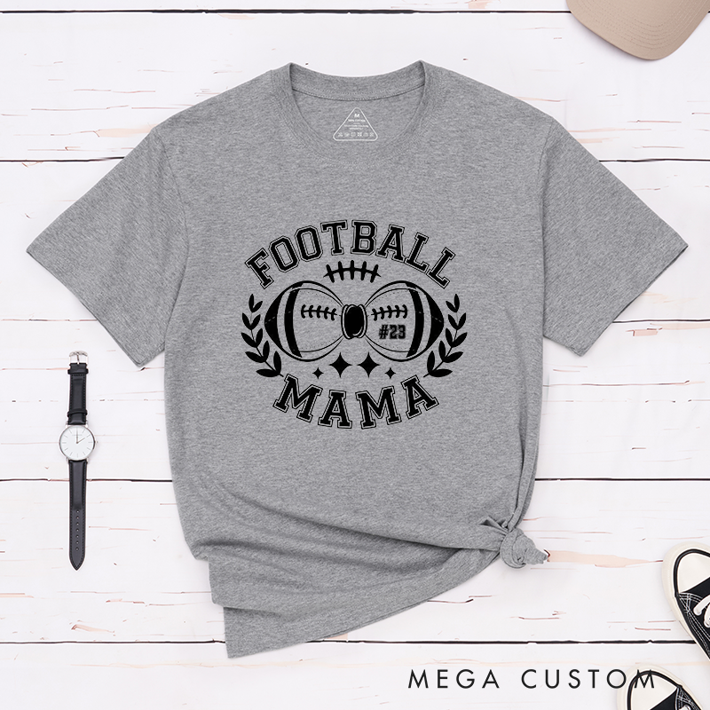 Personalized American Football Mom T-Shirts Featuring Custom Number for Game Day Pride