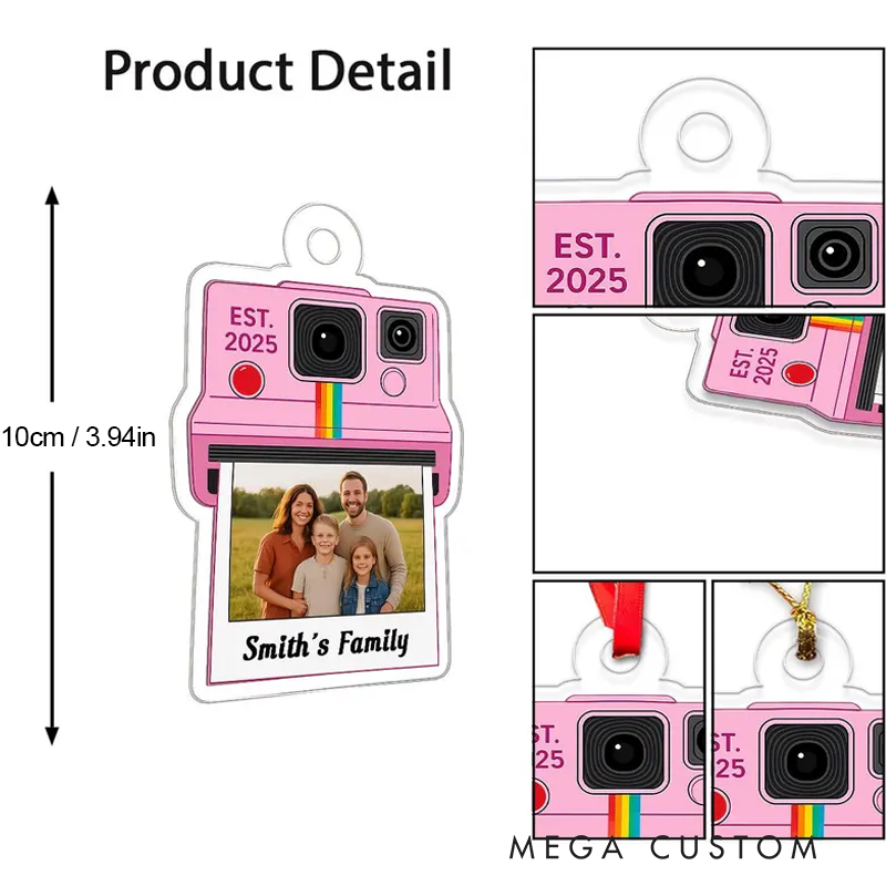 Personalized Camera Photo Ornament 2025 Custom Family Picture Ornament Polaroid Style Christmas Tree Decoration Gift for Families