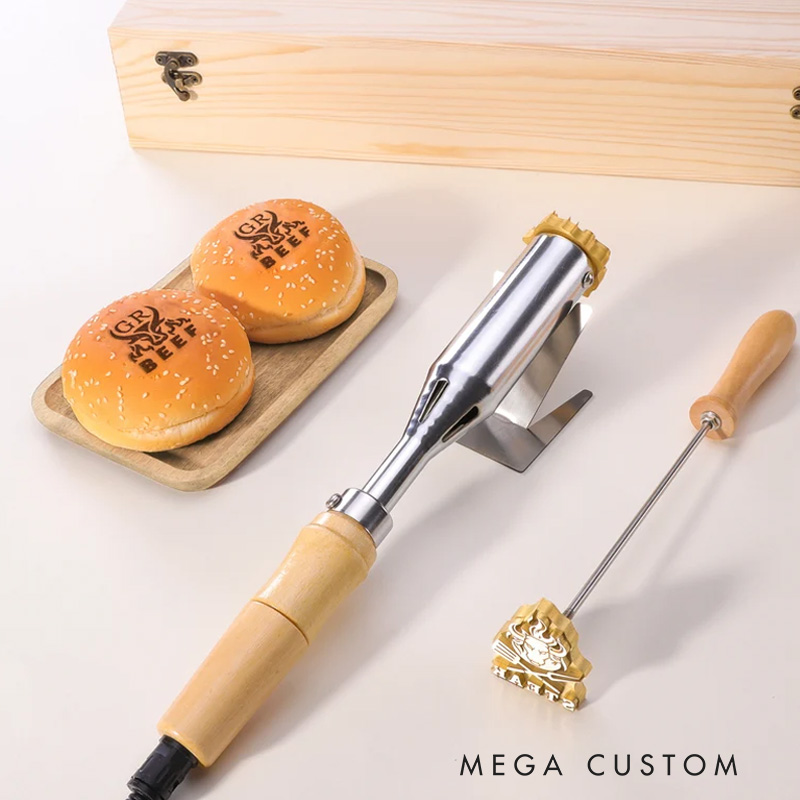 Personalized Branding Iron Stamp for Food with Name Burger Branding Stamp Hamburger Buns Branding Iron Christmas Gift for Baker Baking Lover Gift
