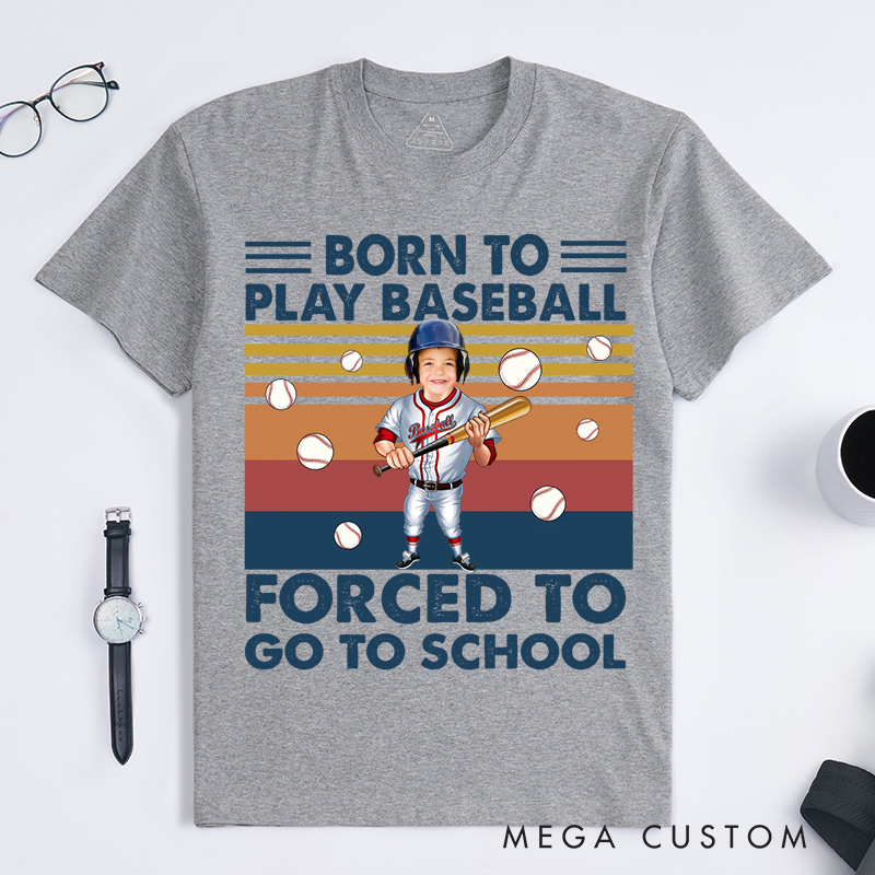 Personalized Baseball T-Shirt with "School Is Important But Baseball Is Importanter" Design with Your Photo